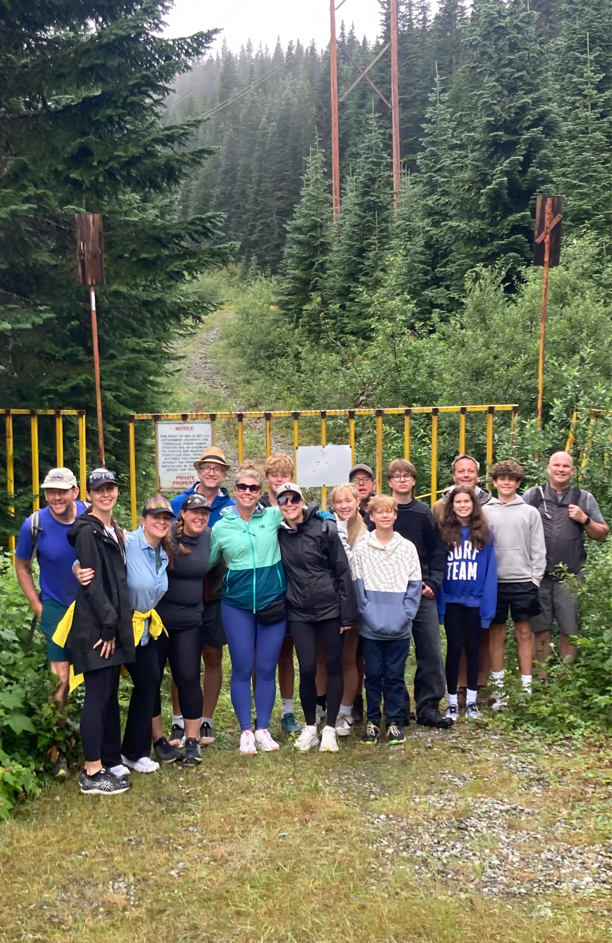 A Garhart Foundation group gathered at a forest trailhead